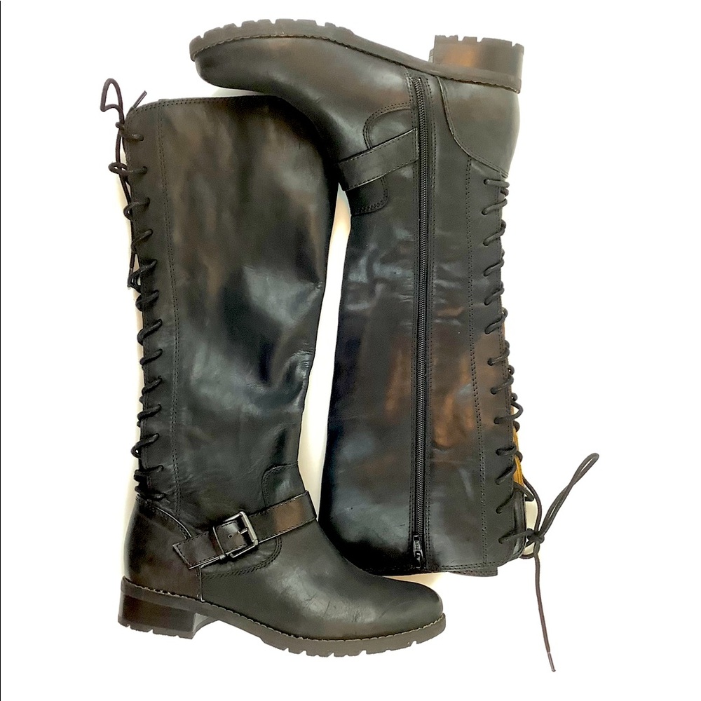 Sofft Kristie Leather Lace Up Tall Boot Sz 6.5M